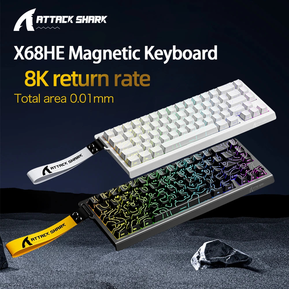 ATTACK SHARK X68HE Magnetic Keyboard Red Wired Mechanical for Gaming 0.01mm Rapid Trigger 8000Hz