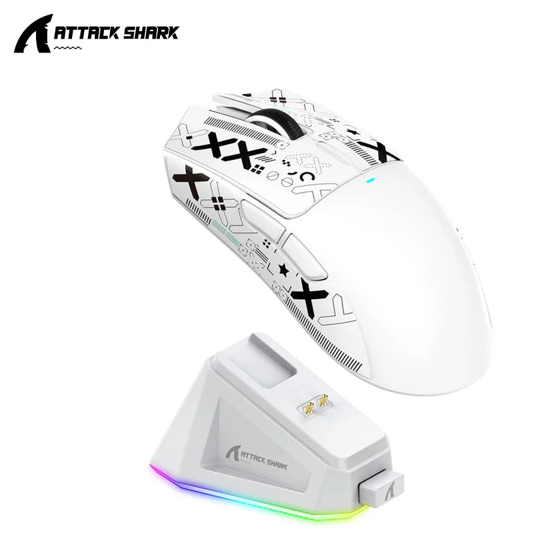 ATTACK SHARK X11 Gaming Mouse Wireless With Macro Magnetic RGB Docking Charger for Non Stop Gaming