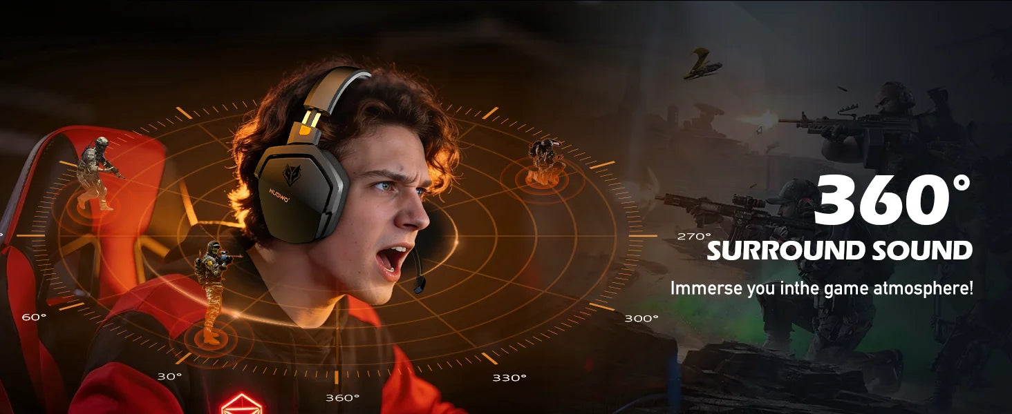 NUBWO G06 Dual Wireless Gaming Headphones 2.4GHz Bluetooth 5.3 with Microphone for PS5, PS4, PC, Mobile