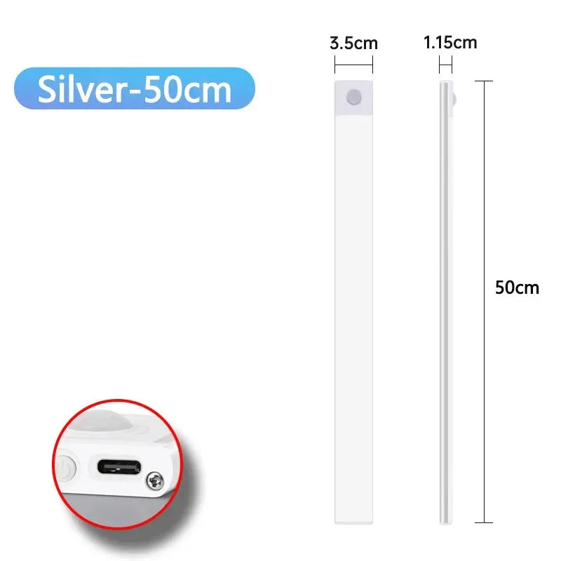 LED Cabinet Light USB Type-C Rechargeable Motion Sensor Led Lamp for Kitchen Wardrobe Cabinet Lighting