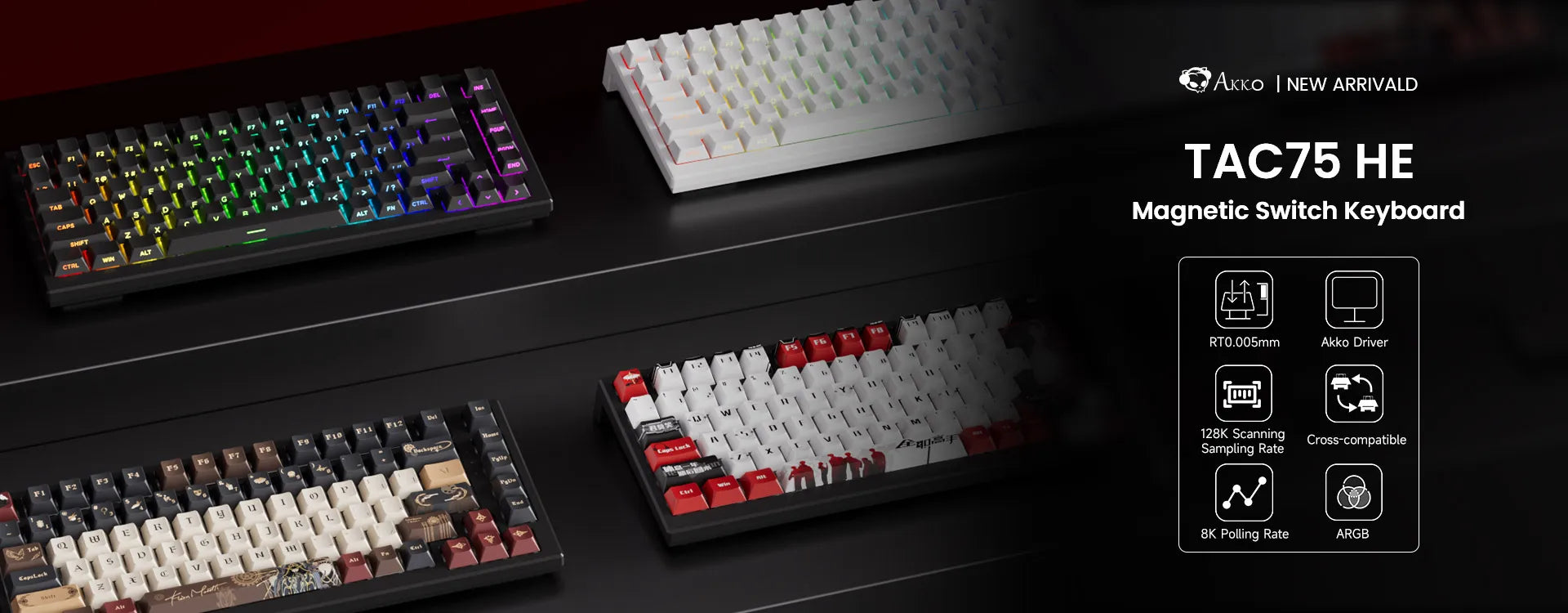 AKKO TAC75 HE Magnetic Switch Keyboard 75% Gaming Keyboards Rapid Trigger 0.005mm 8K RGB Lights for Esports players