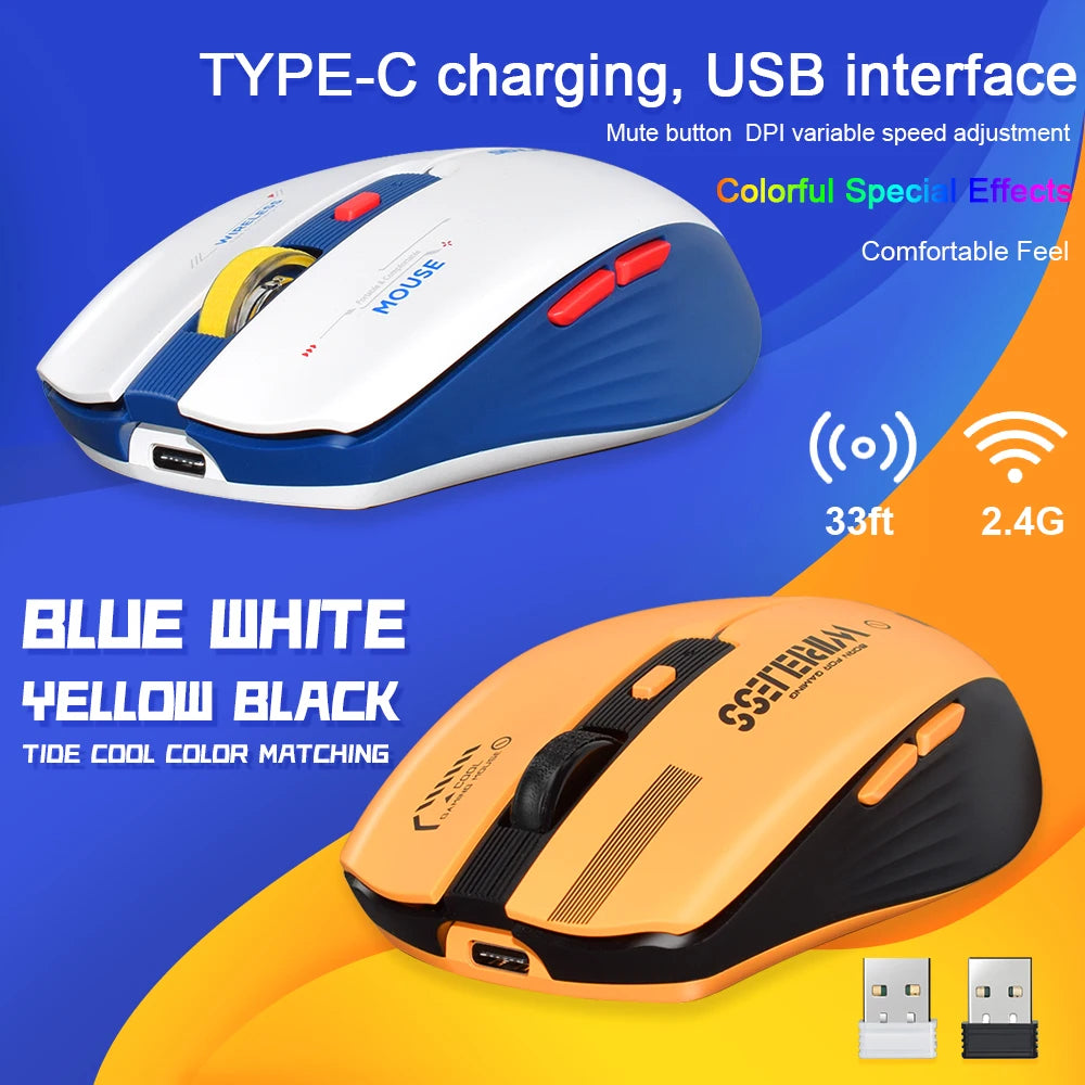 LT-T19 Ergonomic Rechargeable Gaming Mouse USB 2.4G Wireless RGB Light Desktop Gaming Mice