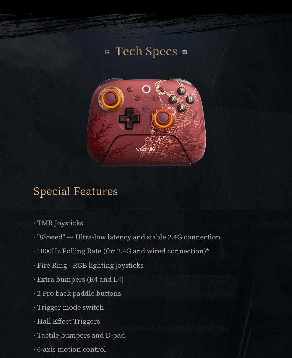 8BITDO Ultimate 2 Wireless Controller — WUCHANG Edition | TMR Joysticks & Motion Control | PC, Android | Xbox, PS5, PS4