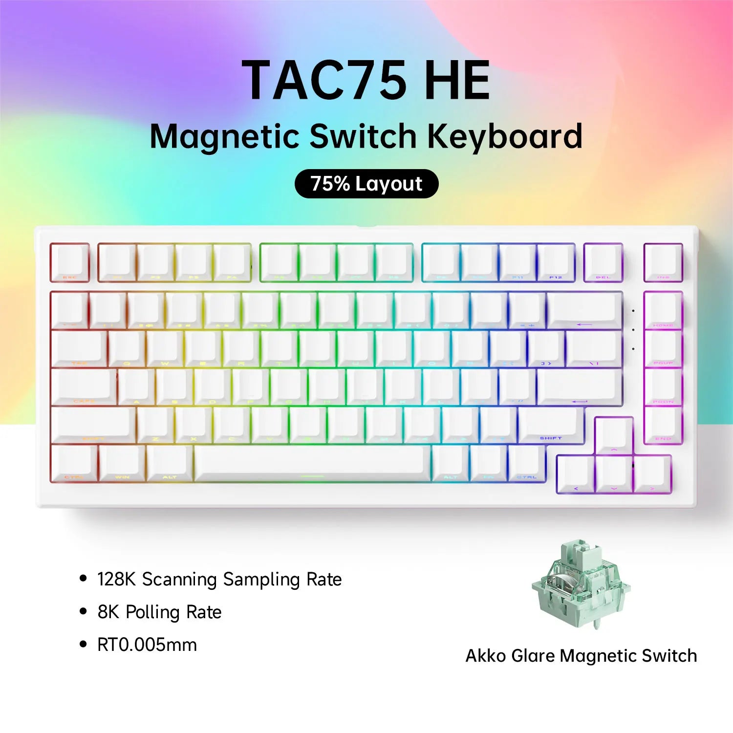 AKKO TAC75 HE Magnetic Switch Keyboard 75% Gaming Keyboards Rapid Trigger 0.005mm 8K RGB Lights for Esports players