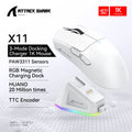 ATTACK SHARK X11 Wireless Mouse,Bluetooth/2.4G/wired Tri-Mode Mouse With RGB Magnetic charging dock for Non Stop Gaming