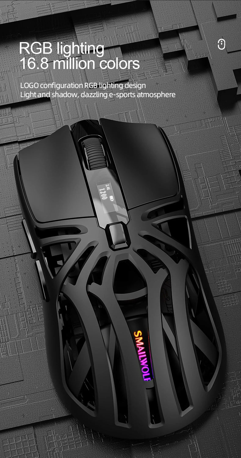 SMAILWOLF RS8 Bluetooth wireless 2.4g gaming mouse triple-mode lightweight e-sports gaming 10000DPI