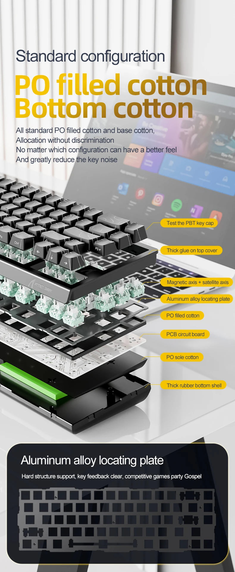 ATTACK SHARK X68HE Magnetic Keyboard Red Wired Mechanical for Gaming 0.01mm Rapid Trigger 8000Hz