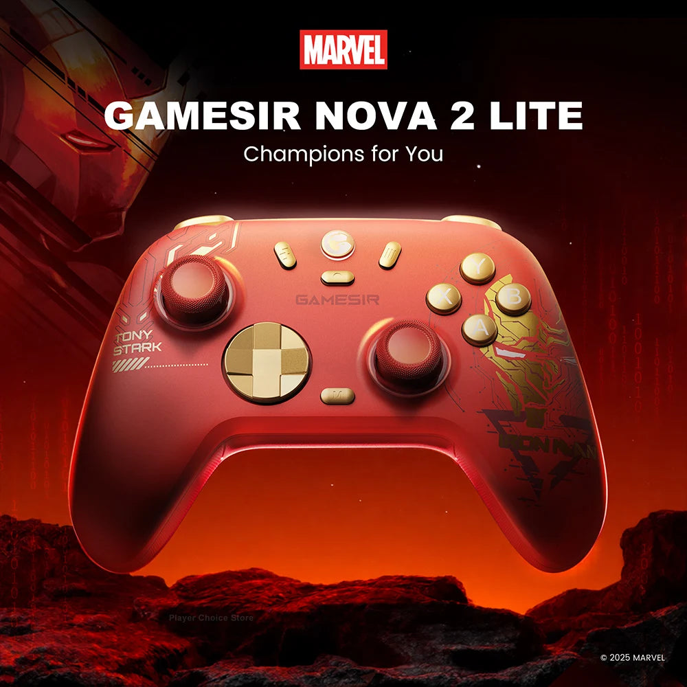GAMESIR Nova 2 Lite Iron Man Edition Wireless controller | TMR Joysticks & Motion Control | Xbox, PS5, PS4, PC