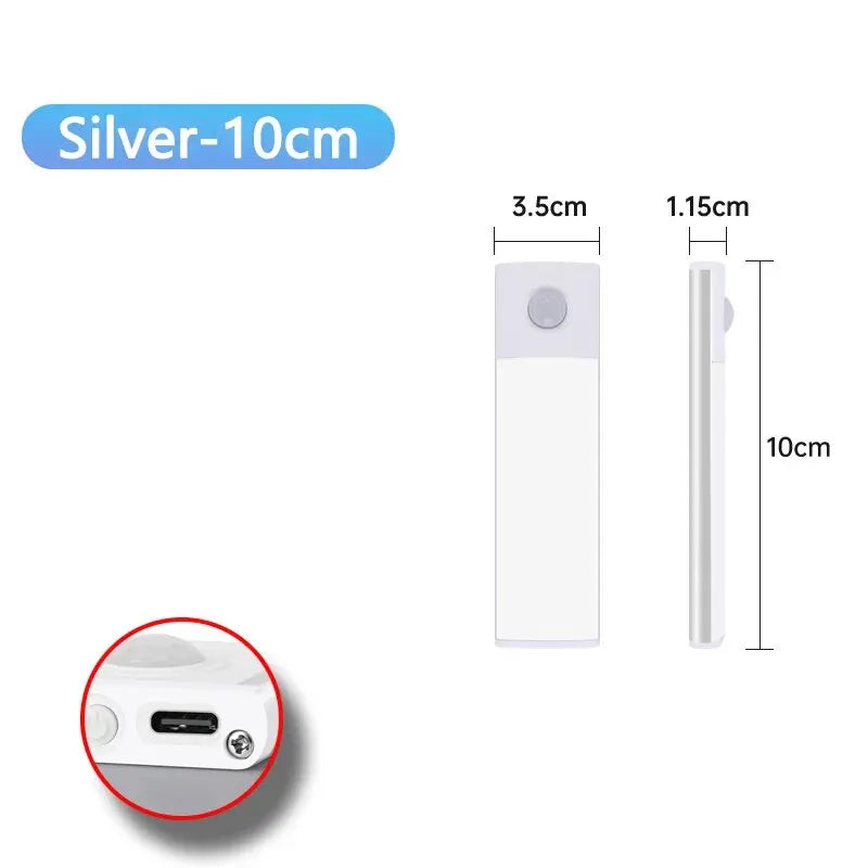 LED Cabinet Light USB Type-C Rechargeable Motion Sensor Led Lamp for Kitchen Wardrobe Cabinet Lighting