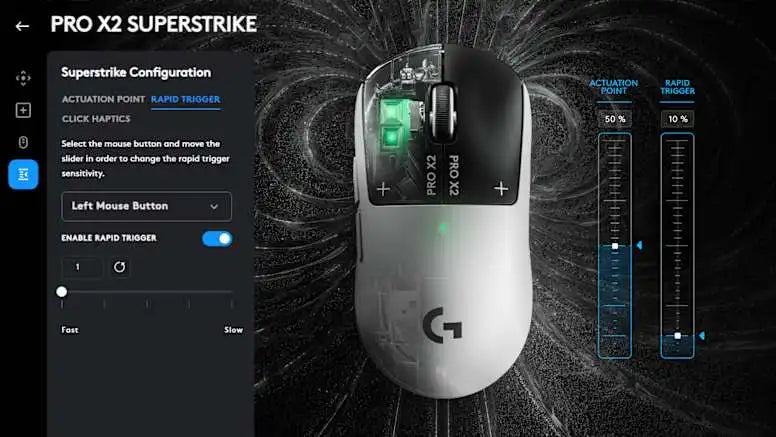 LOGITECH PRO X2 SUPERSTRIKE Wireless Gaming Mouse Professional Gaming Mouse 44000DPI HITS Sensing For PC Gamers