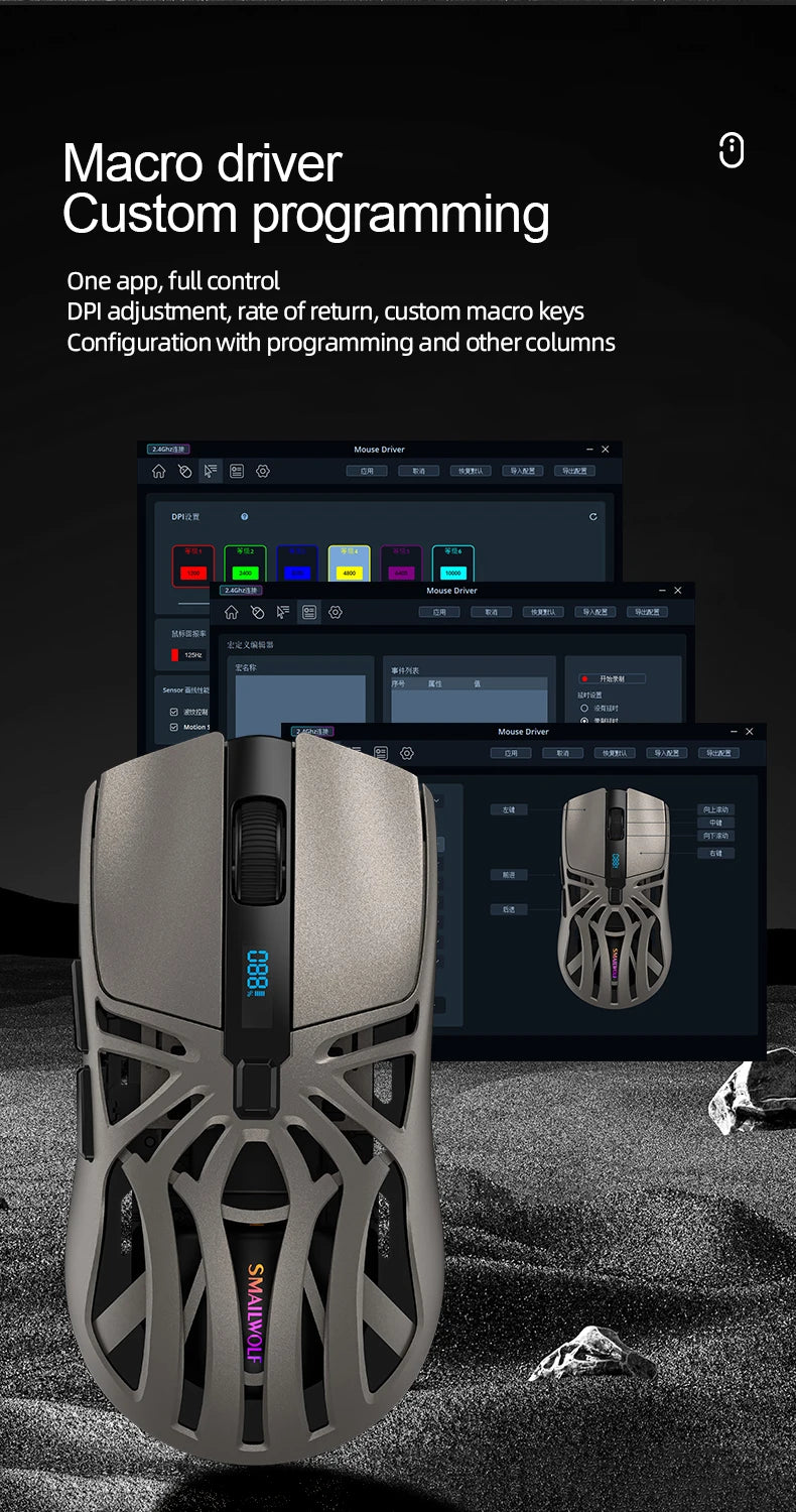 SMAILWOLF RS8 Bluetooth wireless 2.4g gaming mouse triple-mode lightweight e-sports gaming 10000DPI