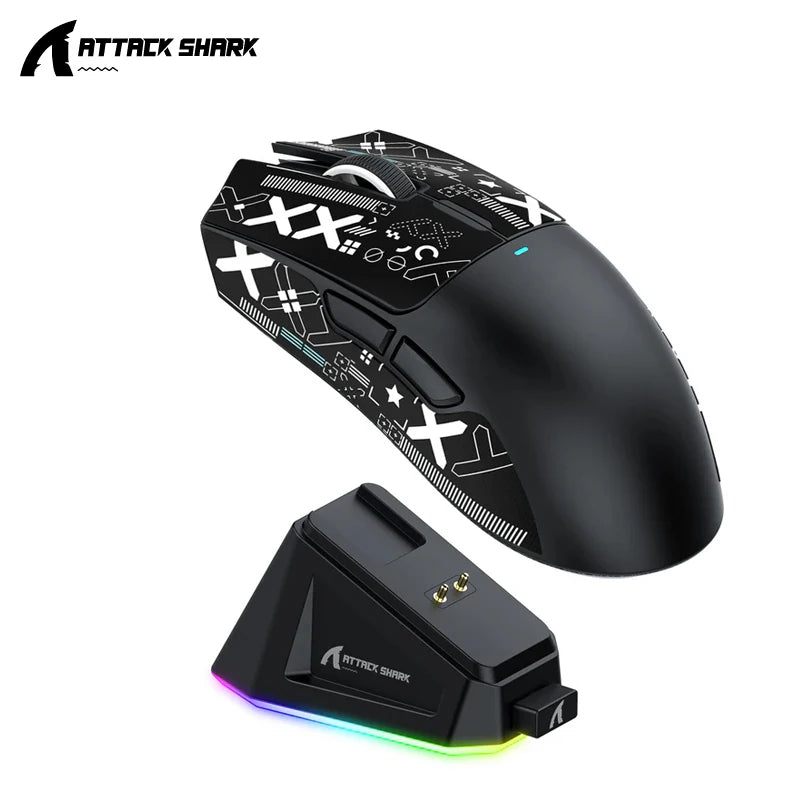 ATTACK SHARK X11 Gaming Mouse Wireless With Macro Magnetic RGB Docking Charger for Non Stop Gaming