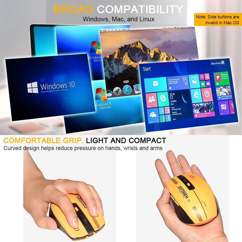LT-T19 Ergonomic Rechargeable Gaming Mouse USB 2.4G Wireless RGB Light Desktop Gaming Mice