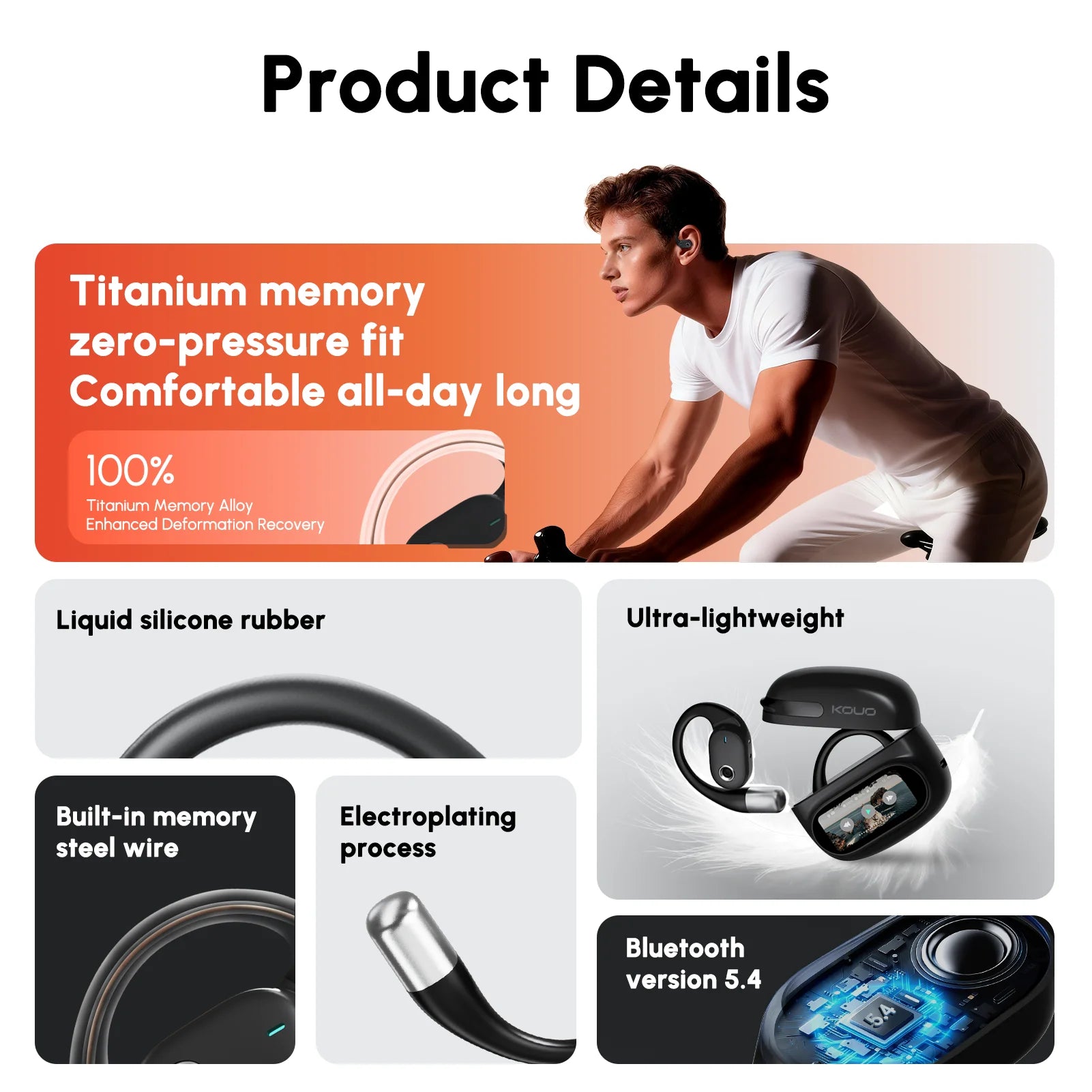 KOUO Aether O1 AI Translator Earbuds — Smart Screen, 144 Languages & ANC