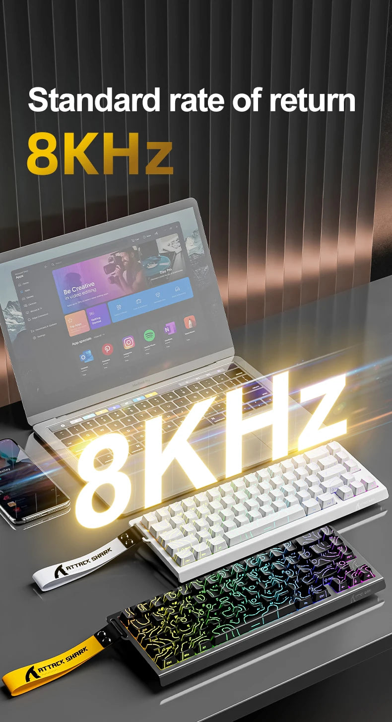 ATTACK SHARK X68HE Magnetic Keyboard Red Wired Mechanical for Gaming 0.01mm Rapid Trigger 8000Hz