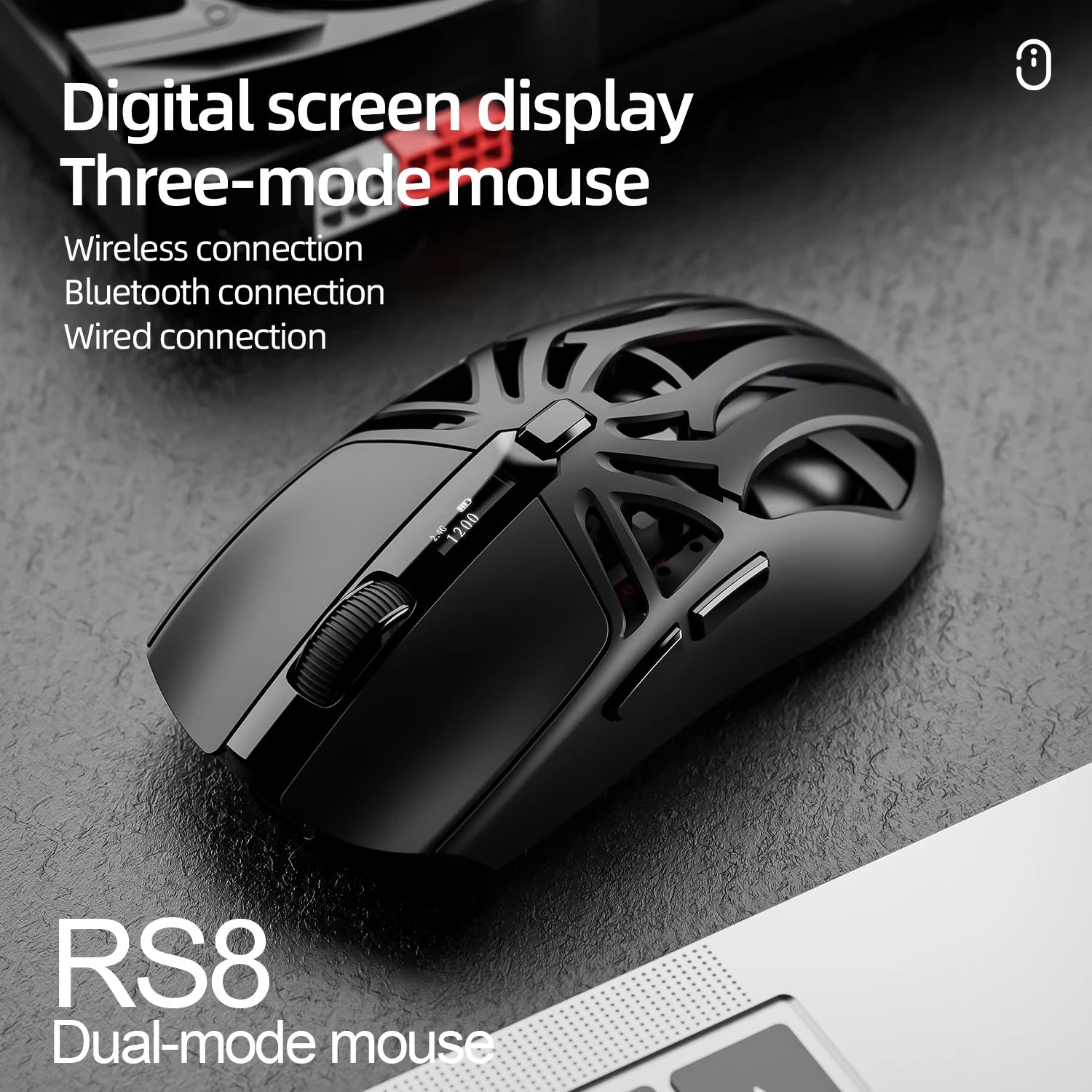SMAILWOLF RS8 Bluetooth wireless 2.4g gaming mouse triple-mode lightweight e-sports gaming 10000DPI