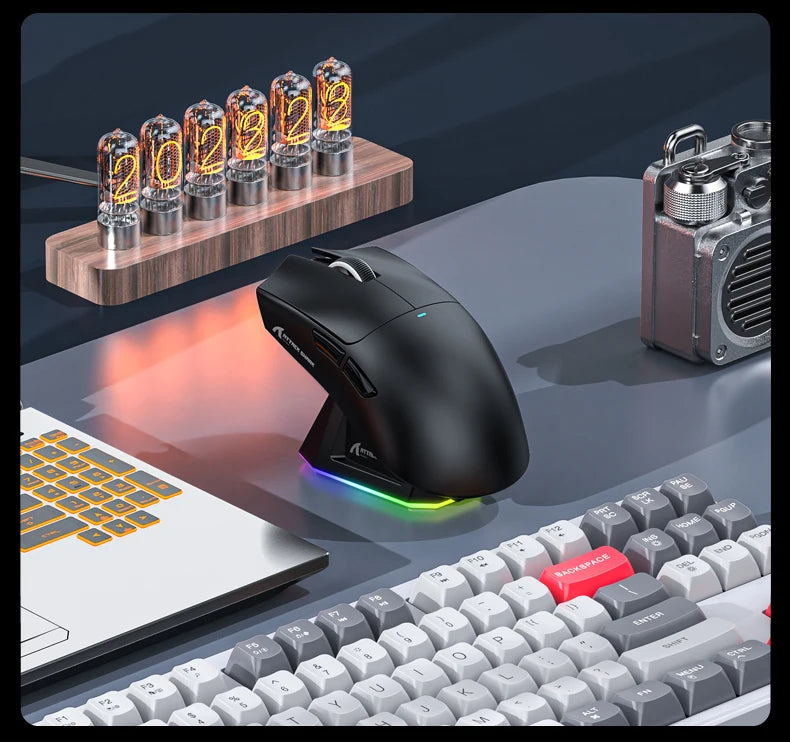 ATTACK SHARK X11 Wireless Mouse,Bluetooth/2.4G/wired Tri-Mode Mouse With RGB Magnetic charging dock for Non Stop Gaming