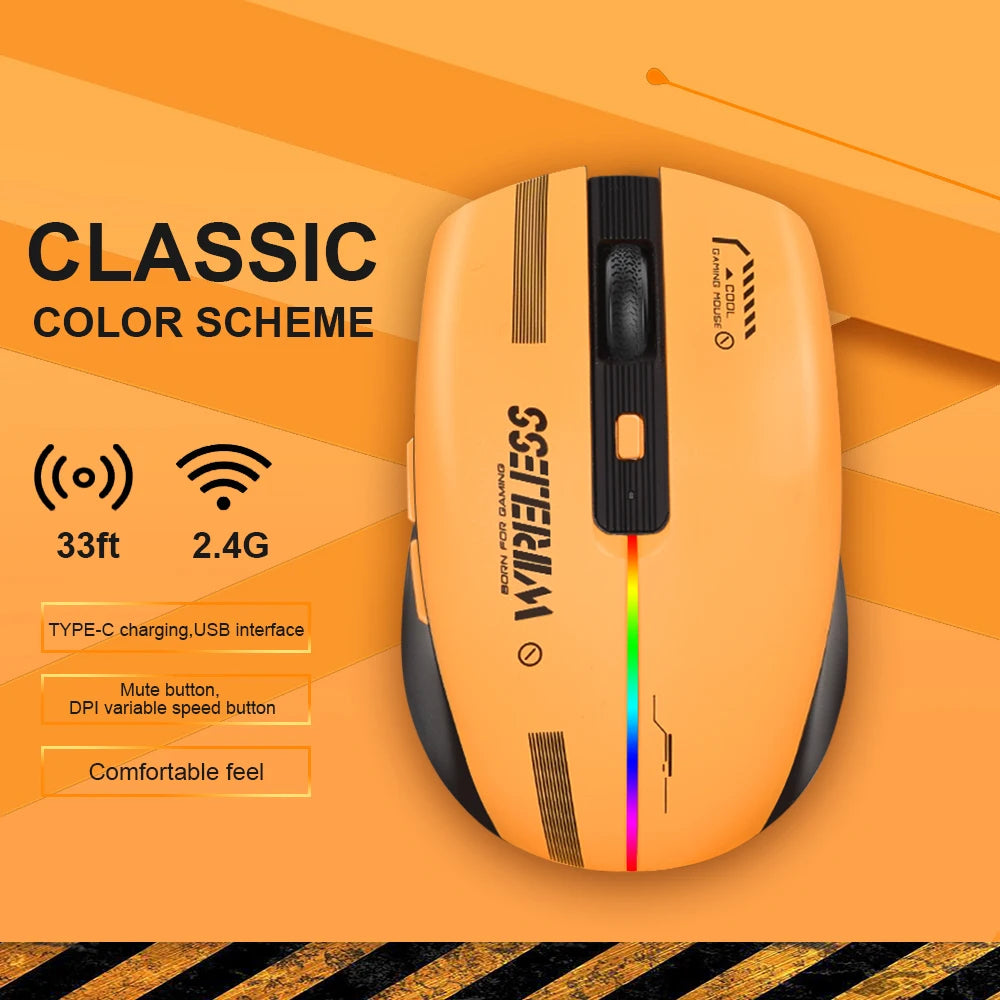 LT-T19 Ergonomic Rechargeable Gaming Mouse USB 2.4G Wireless RGB Light Desktop Gaming Mice