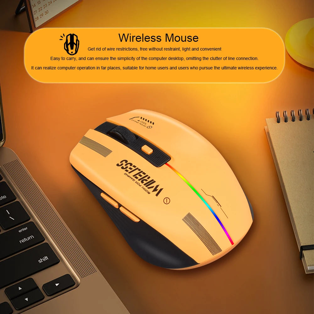 LT-T19 Ergonomic Rechargeable Gaming Mouse USB 2.4G Wireless RGB Light Desktop Gaming Mice