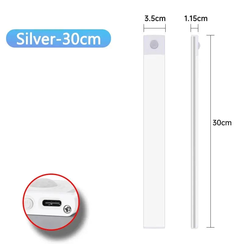 LED Cabinet Light USB Type-C Rechargeable Motion Sensor Led Lamp for Kitchen Wardrobe Cabinet Lighting