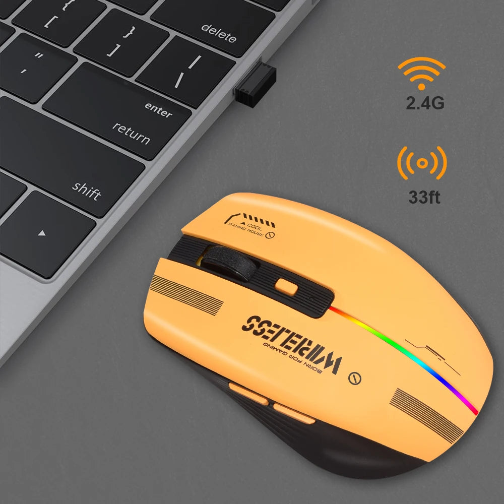 LT-T19 Ergonomic Rechargeable Gaming Mouse USB 2.4G Wireless RGB Light Desktop Gaming Mice