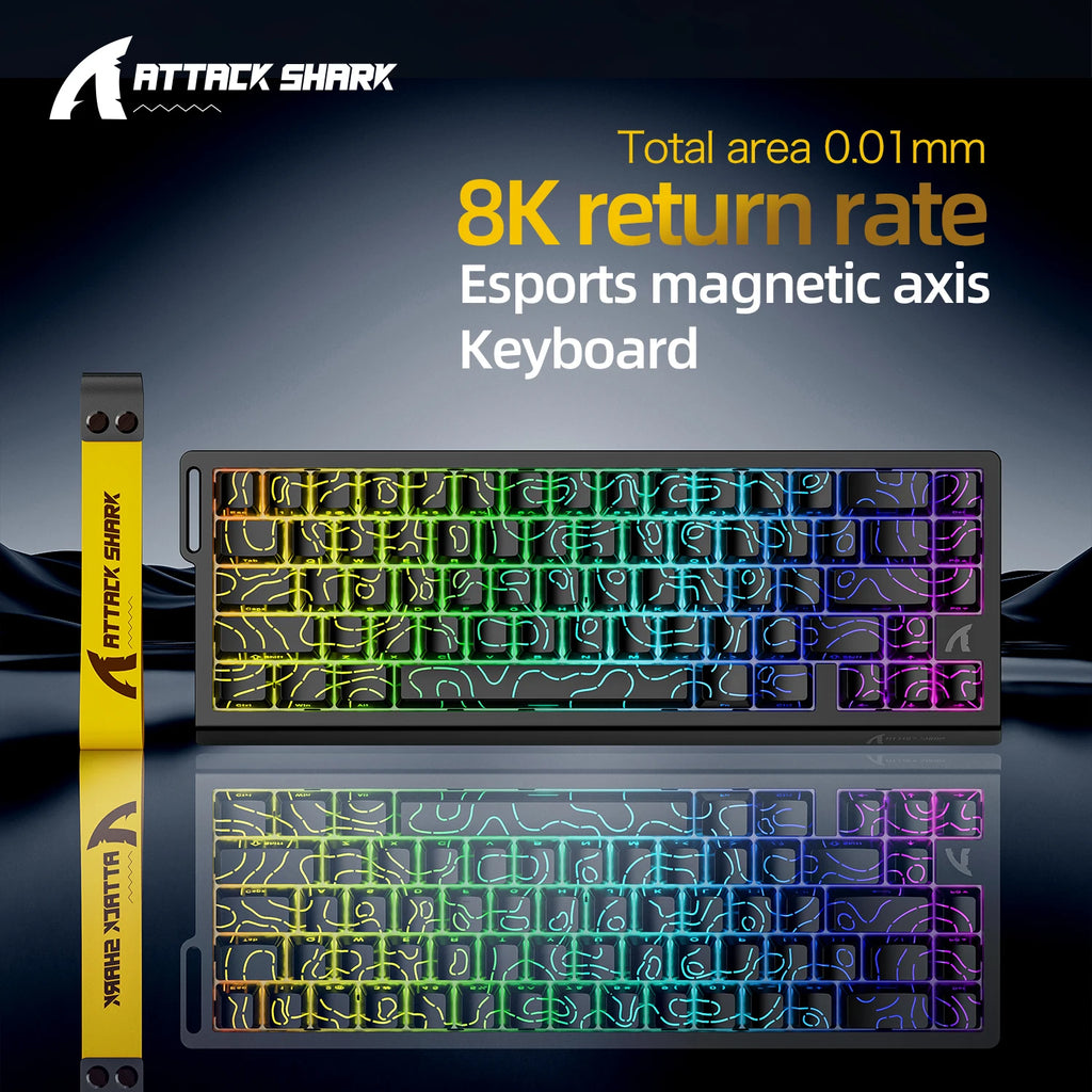 ATTACK SHARK X68HE Magnetic Keyboard Red Wired Mechanical for Gaming 0.01mm Rapid Trigger 8000Hz