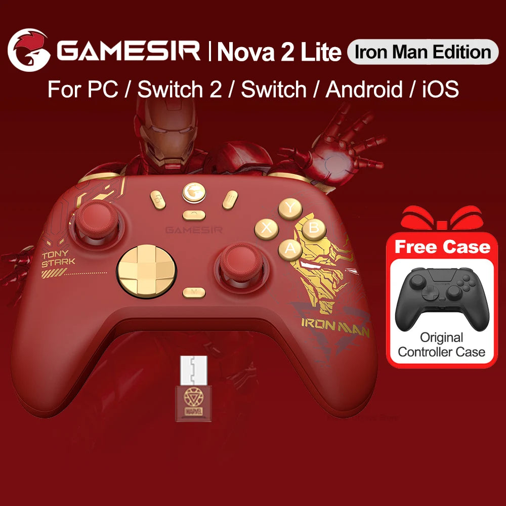 GAMESIR Nova 2 Lite Iron Man Edition Wireless controller | TMR Joysticks & Motion Control | Xbox, PS5, PS4, PC