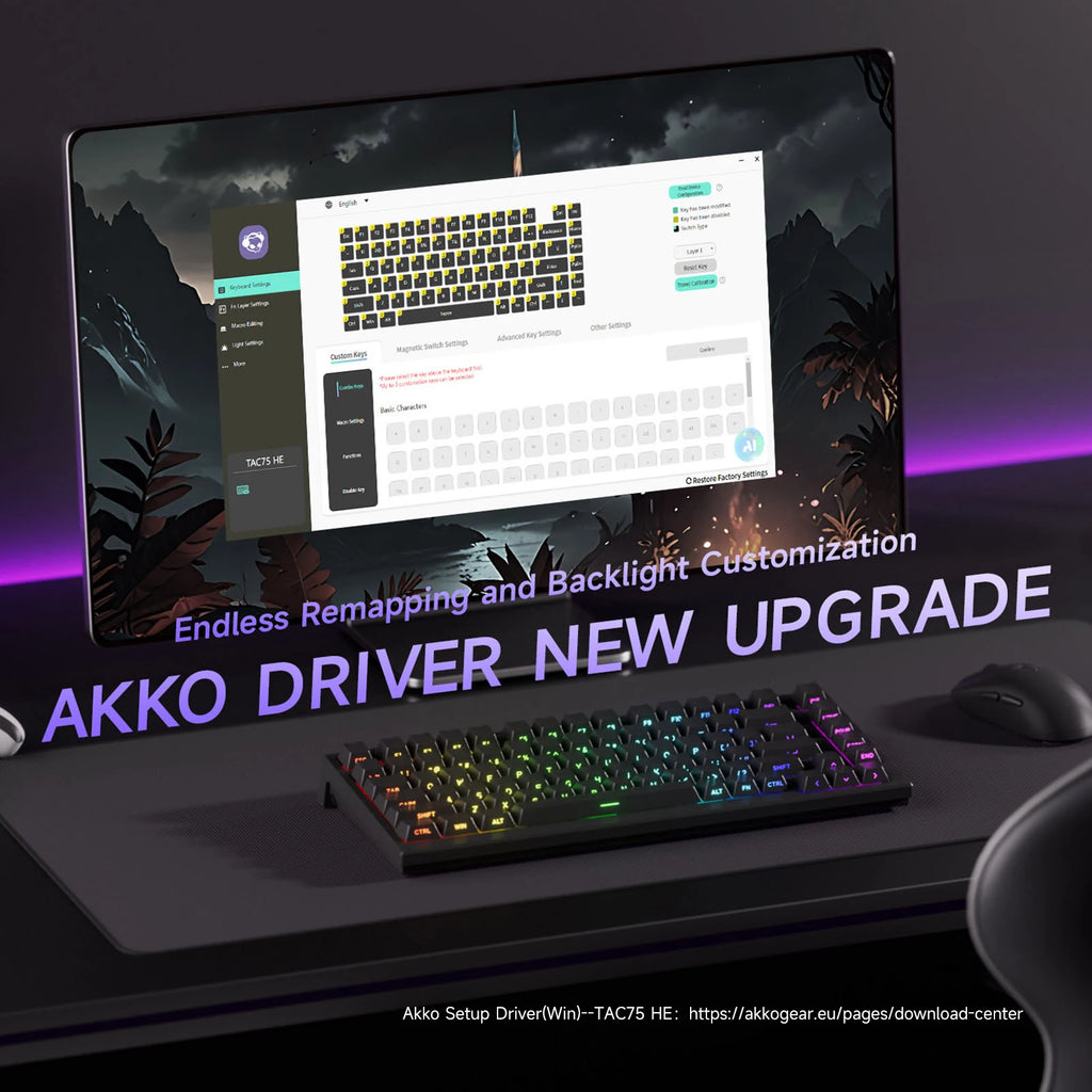 AKKO TAC75 HE Magnetic Switch Keyboard 75% Gaming Keyboards Rapid Trigger 0.005mm 8K RGB Lights for Esports players