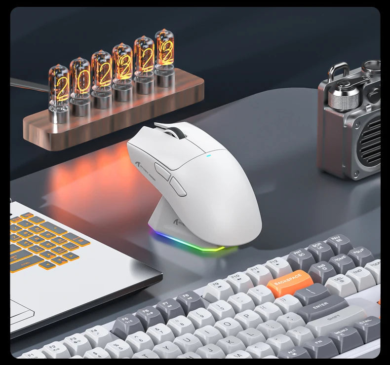 ATTACK SHARK X11 Wireless Mouse,Bluetooth/2.4G/wired Tri-Mode Mouse With RGB Magnetic charging dock for Non Stop Gaming