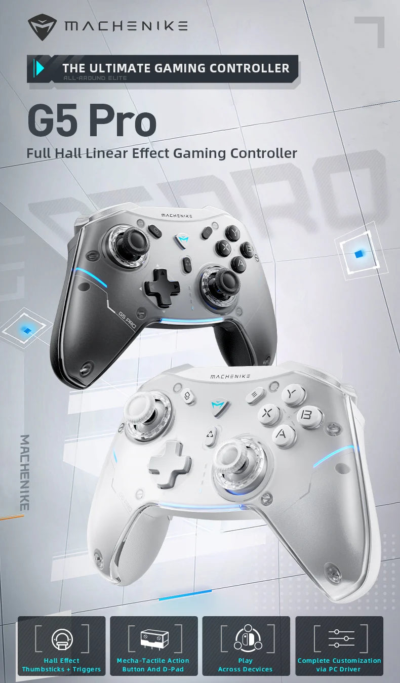 MACHENIKE G5 Pro Elite Wireless Controller — Hall Trigger & Mecha Buttons | PC, PS5, PS4, Xbox