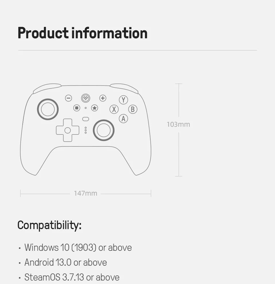 8BITDO Pro Wireless Controller — TMR & Hall Effect Joysticks | PC, Switch, PS4, PS5,Windows