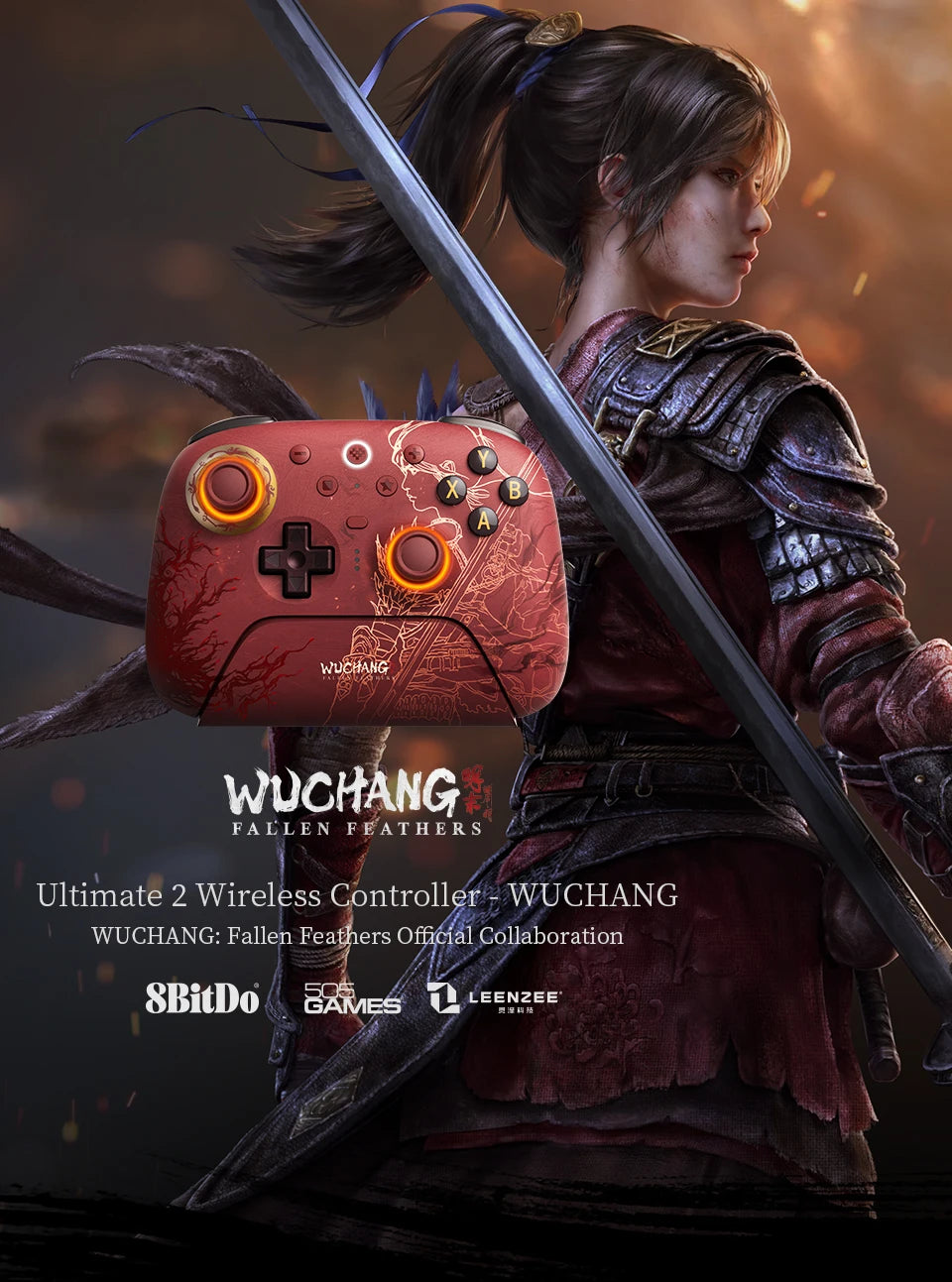 8BITDO Ultimate 2 Wireless Controller — WUCHANG Edition | TMR Joysticks & Motion Control | PC, Android | Xbox, PS5, PS4