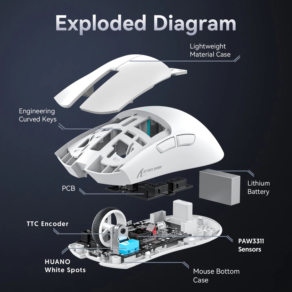 ATTACK SHARK X11 Gaming Mouse Wireless With Macro Magnetic RGB Docking Charger for Non Stop Gaming