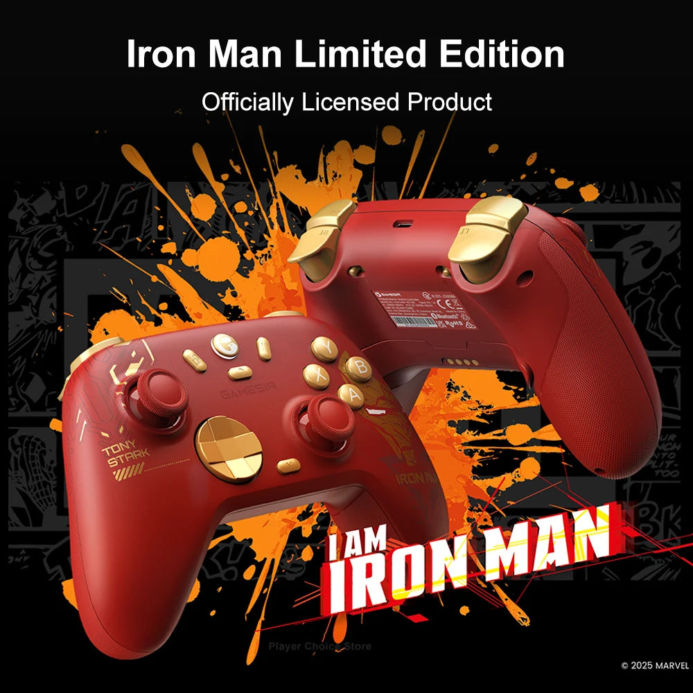 GAMESIR Nova 2 Lite Iron Man Edition Wireless controller | TMR Joysticks & Motion Control | Xbox, PS5, PS4, PC