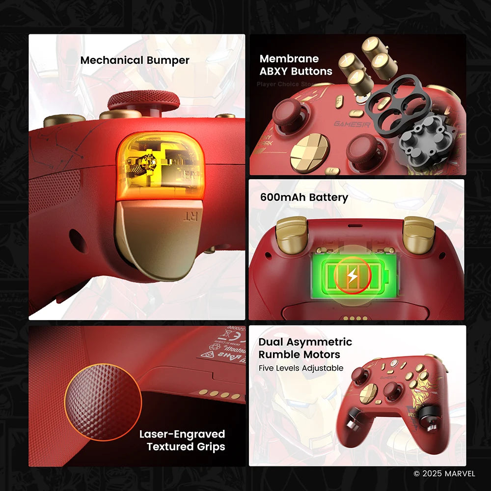 GAMESIR Nova 2 Lite Iron Man Edition Wireless controller | TMR Joysticks & Motion Control | Xbox, PS5, PS4, PC