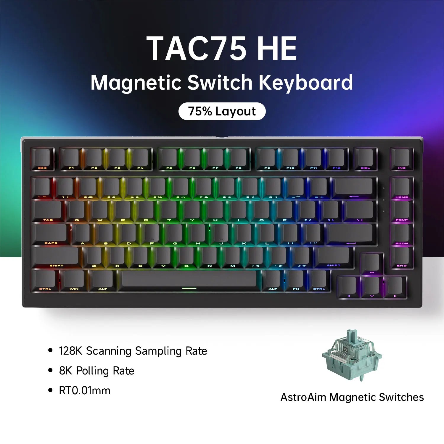 AKKO TAC75 HE Magnetic Switch Keyboard 75% Gaming Keyboards Rapid Trigger 0.005mm 8K RGB Lights for Esports players