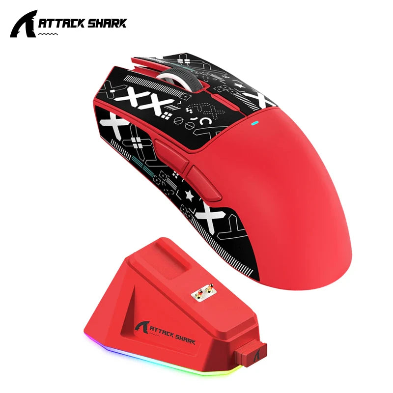 ATTACK SHARK X11 Gaming Mouse Wireless With Macro Magnetic RGB Docking Charger for Non Stop Gaming