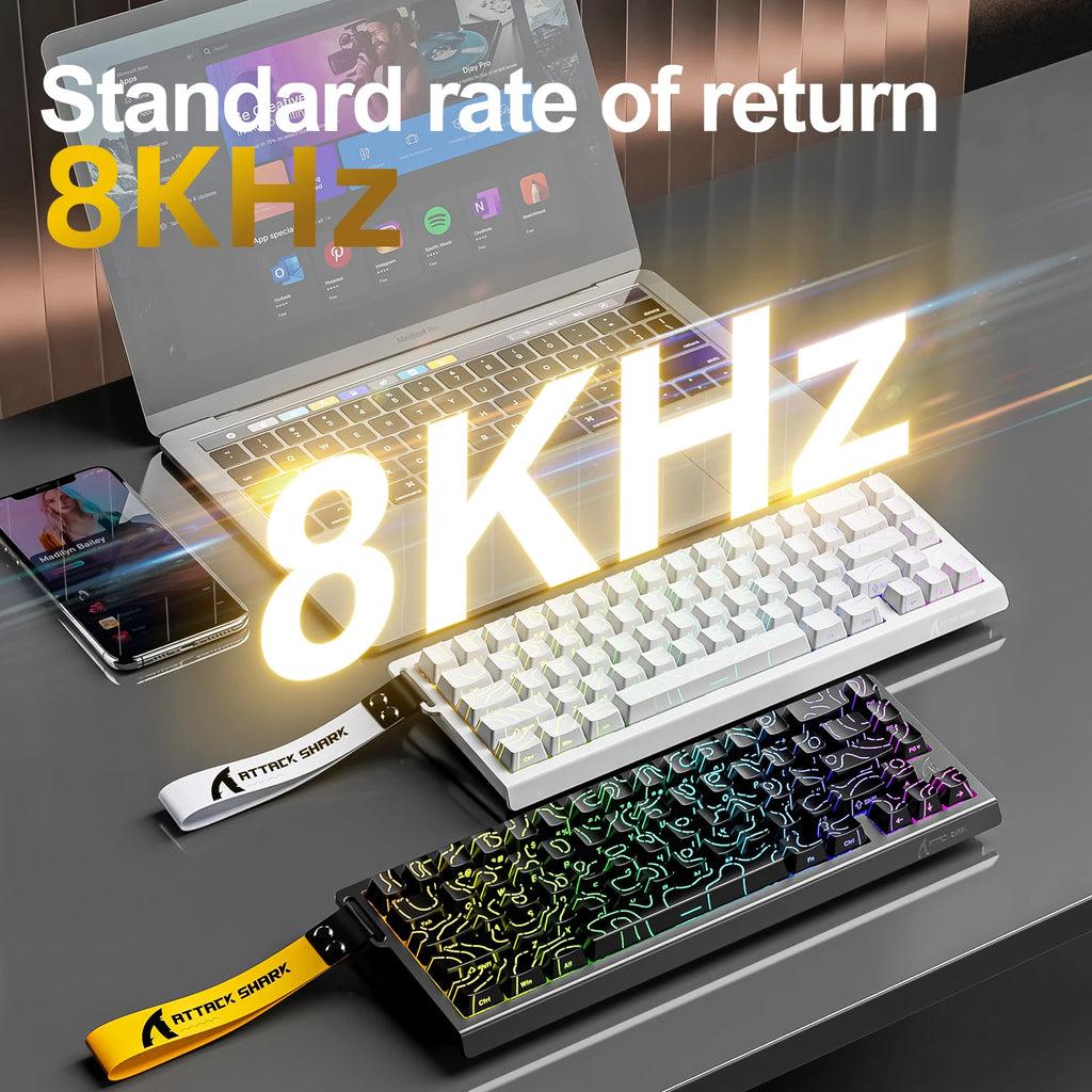 ATTACK SHARK X68HE Magnetic Keyboard Red Wired Mechanical for Gaming 0.01mm Rapid Trigger 8000Hz