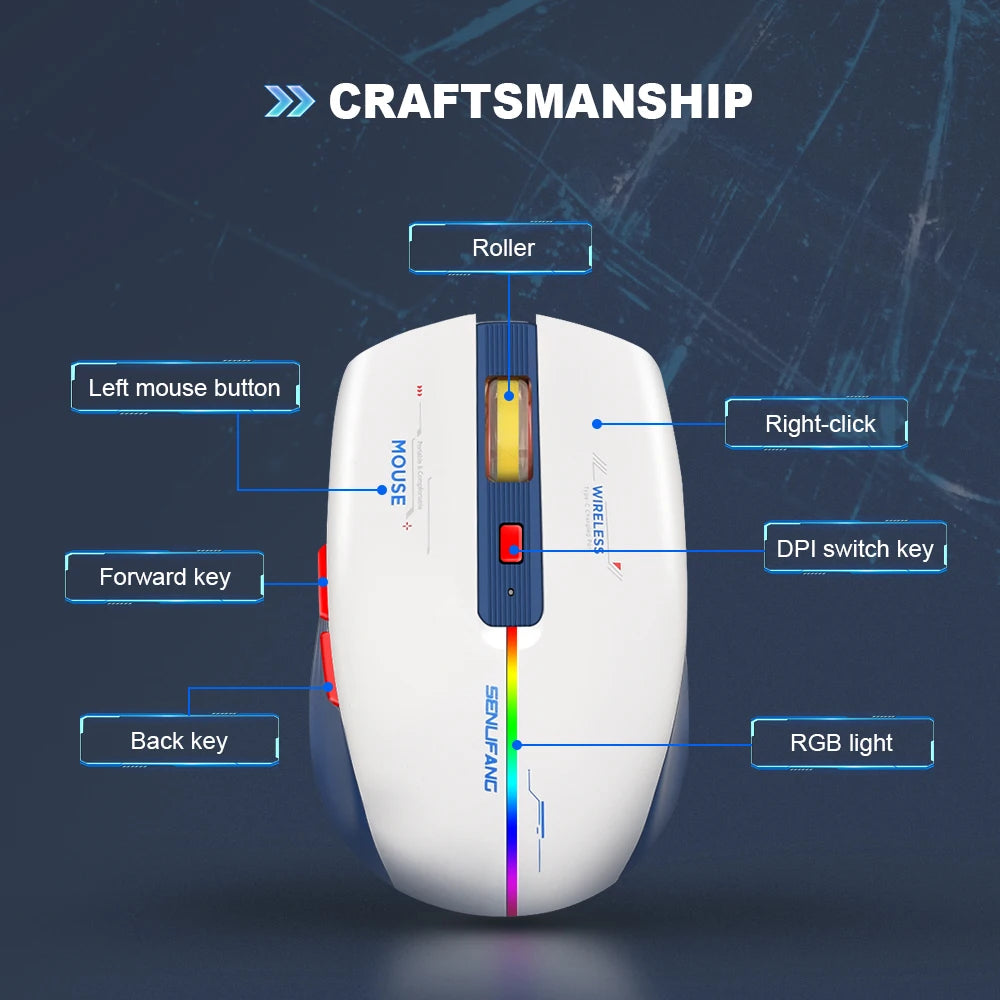 LT-T19 Ergonomic Rechargeable Gaming Mouse USB 2.4G Wireless RGB Light Desktop Gaming Mice