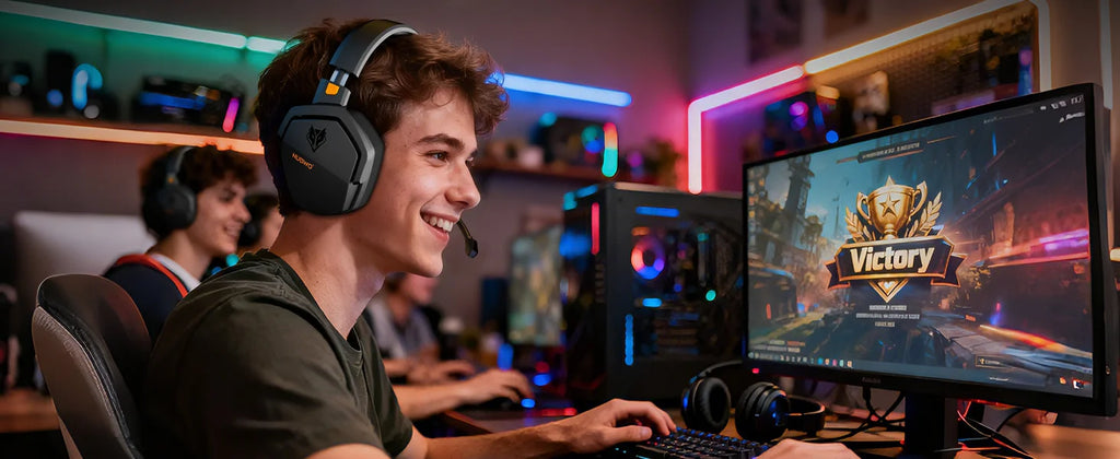 NUBWO G06 Dual Wireless Gaming Headphones 2.4GHz Bluetooth 5.3 with Microphone for PS5, PS4, PC, Mobile