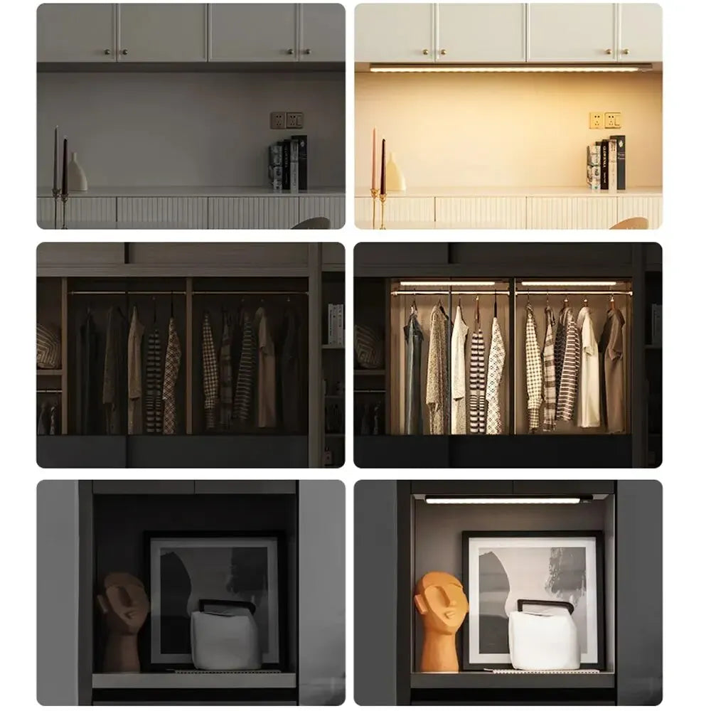 LED Cabinet Light USB Type-C Rechargeable Motion Sensor Led Lamp for Kitchen Wardrobe Cabinet Lighting