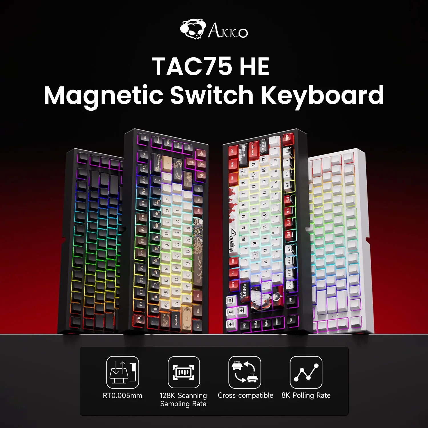 AKKO TAC75 HE Magnetic Switch Keyboard 75% Gaming Keyboards Rapid Trigger 0.005mm 8K RGB Lights for Esports players