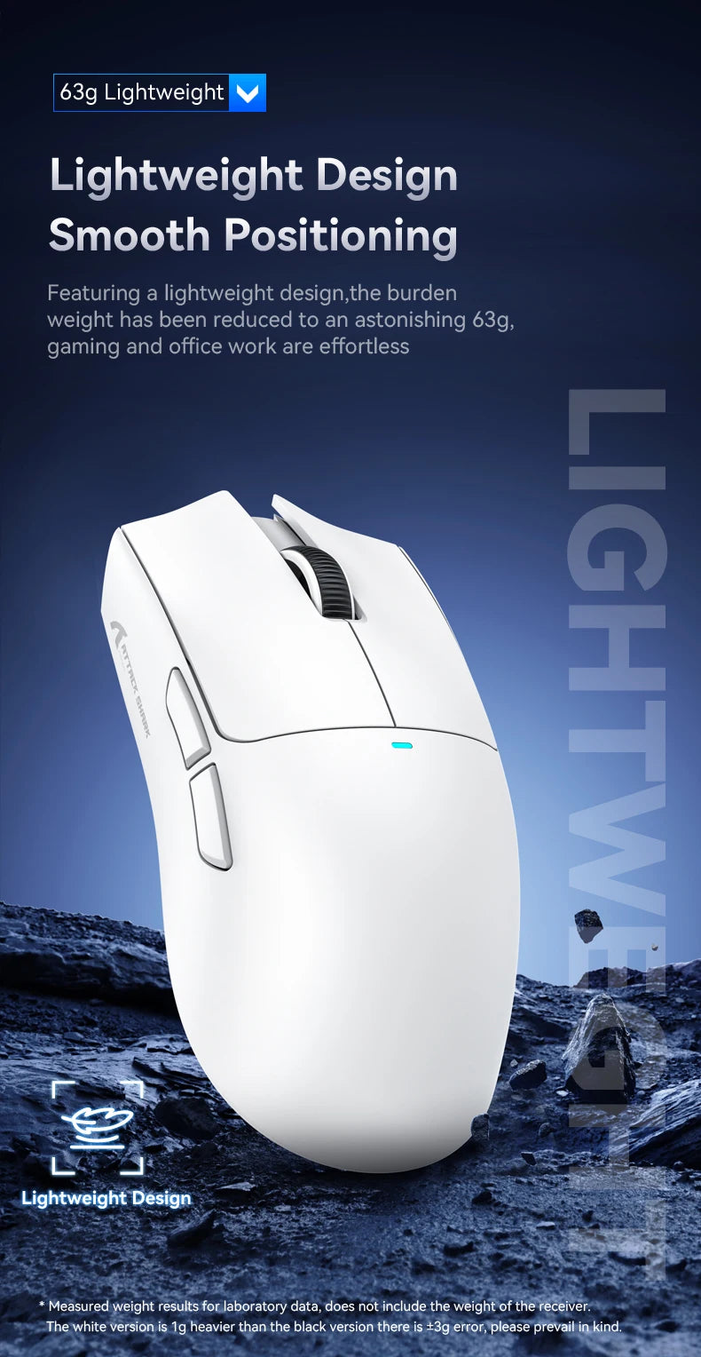 ATTACK SHARK X11 Wireless Mouse,Bluetooth/2.4G/wired Tri-Mode Mouse With RGB Magnetic charging dock for Non Stop Gaming