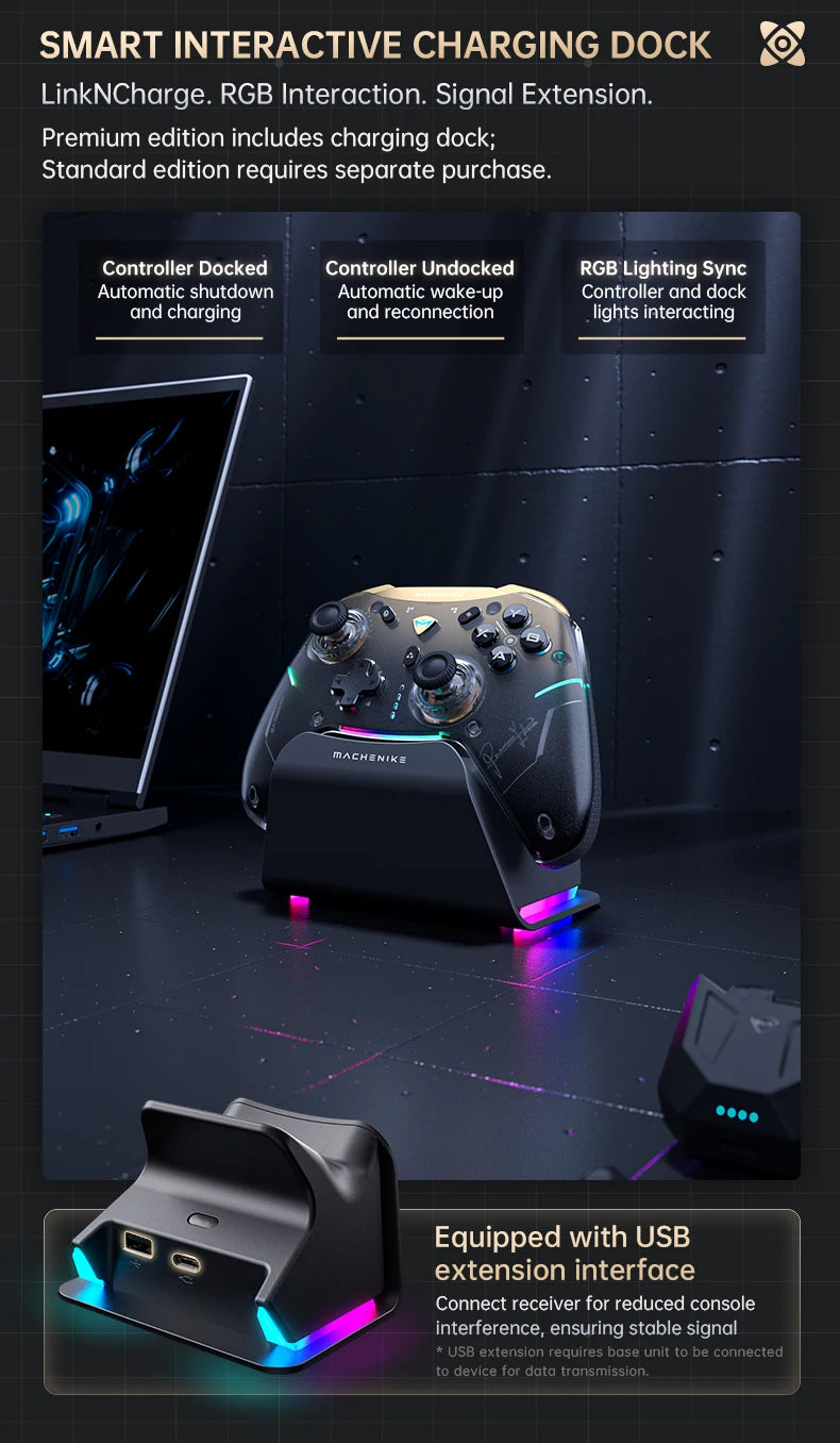 MACHENIKE G5Pro V2 Wireless Controller — 1000Hz, RGB Dock | PC, PS5, PS4, Xbox
