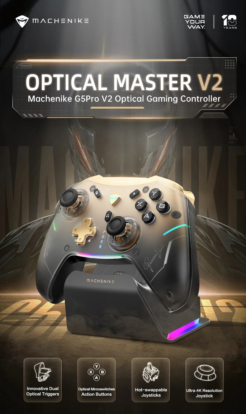 MACHENIKE G5Pro V2 Wireless Controller — 1000Hz, RGB Dock | PC, PS5, PS4, Xbox