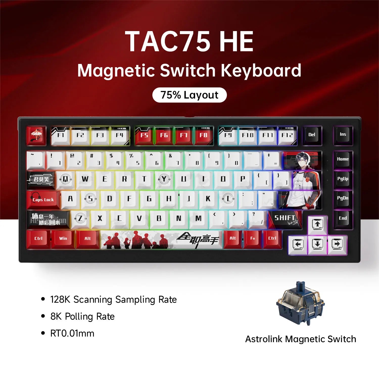 AKKO TAC75 HE Magnetic Switch Keyboard 75% Gaming Keyboards Rapid Trigger 0.005mm 8K RGB Lights for Esports players