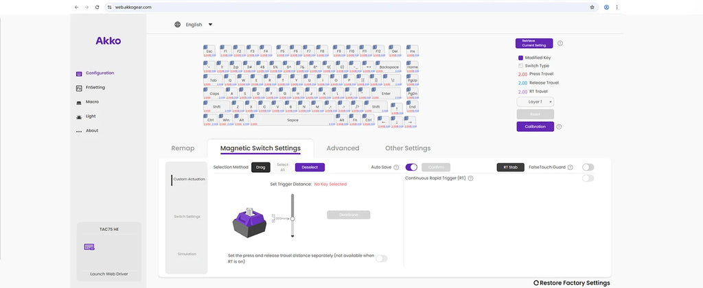 AKKO TAC75 HE Magnetic Switch Keyboard 75% Gaming Keyboards Rapid Trigger 0.005mm 8K RGB Lights for Esports players