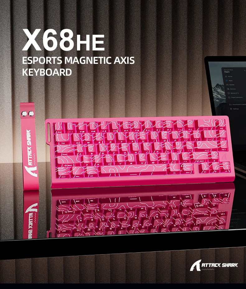ATTACK SHARK X68HE Magnetic Keyboard Red Wired Mechanical for Gaming 0.01mm Rapid Trigger 8000Hz